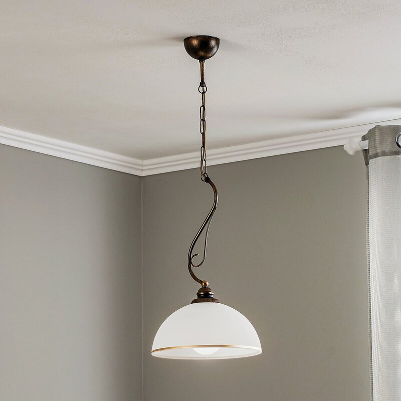 Jupiter Hängeleuchte Pendellampe Lampe Casale altmessing weiß Metall Glas E27 - 5905962011741