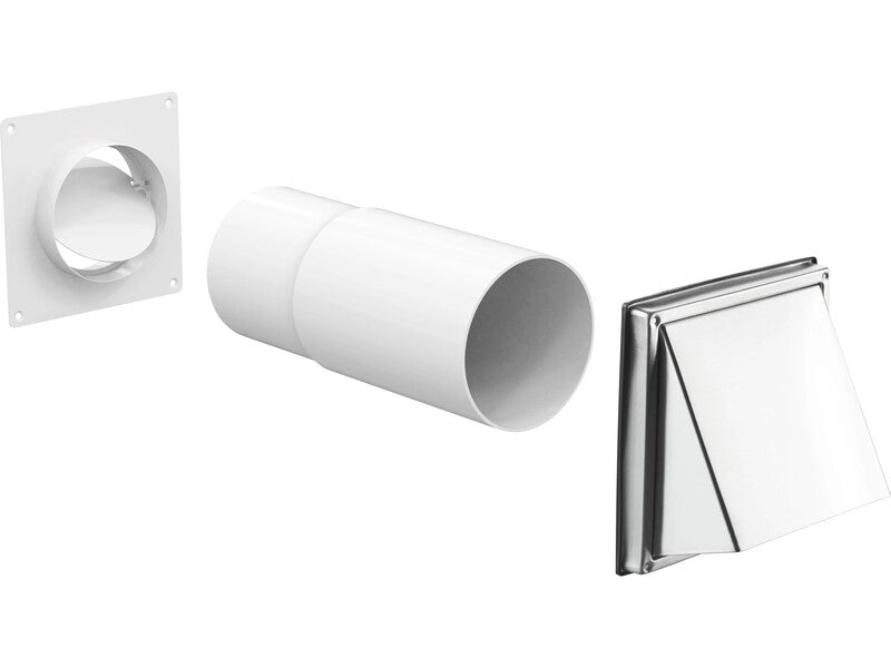 Teleskop-Mauerkasten System Ø 150mm mit Edelstahl-Ablufthaube 30-50cm flexibel - 4007873447556