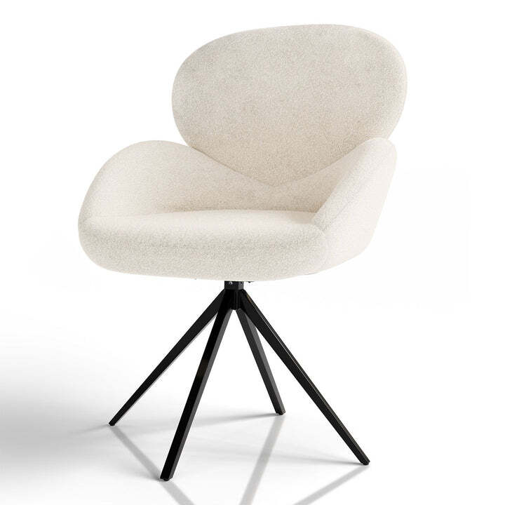 Drehstuhl Albano Esszimmerstuhl Bouclé Stoff Creme Drehfunktion 90cm hoch 59cm - 4262437184722