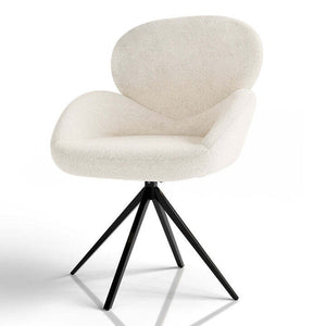 B-Ware Drehstuhl Albano Esszimmerstuhl Bouclé Stoff Creme Drehfunktion 90cm hoch 59cm