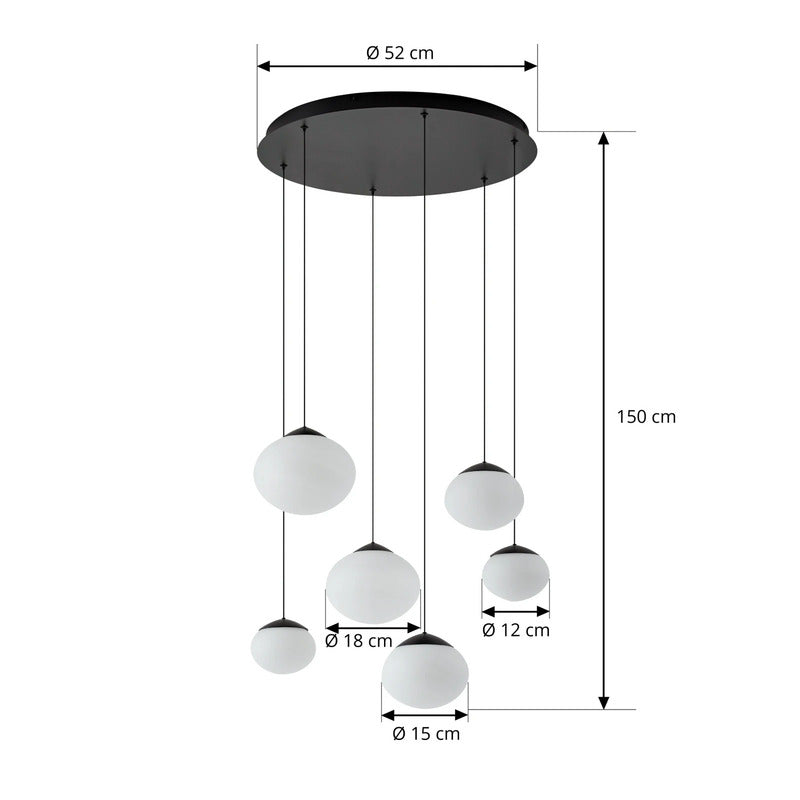 Lucande Pendelleuchte Hängelampe LED Lampe Tivar schwarz weiß Glas 6-flammig - 4255830902727