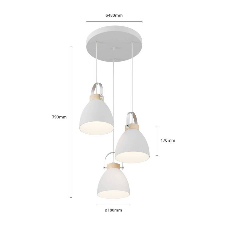 Euluna Pendelleuchte Bergen Pendelleuchte Lampen Leuchten dreiflammig E27 rund - 5907687431811