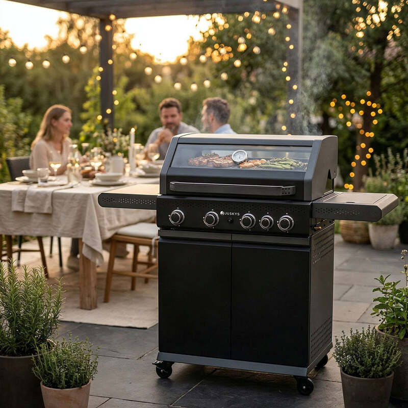 BBQ Gasgrill Savannah Grillwagen 4 Hauptbrenner 1 Seitenbrenner anthrazit grau - 4262437181202