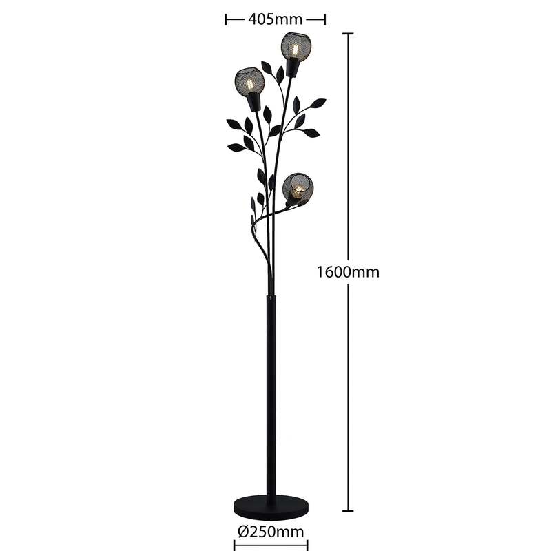 Lindby Stehlampe Florentiner Leuchte Kanye LED 3-flammig schwarz 160cm hoch - 4251911712919