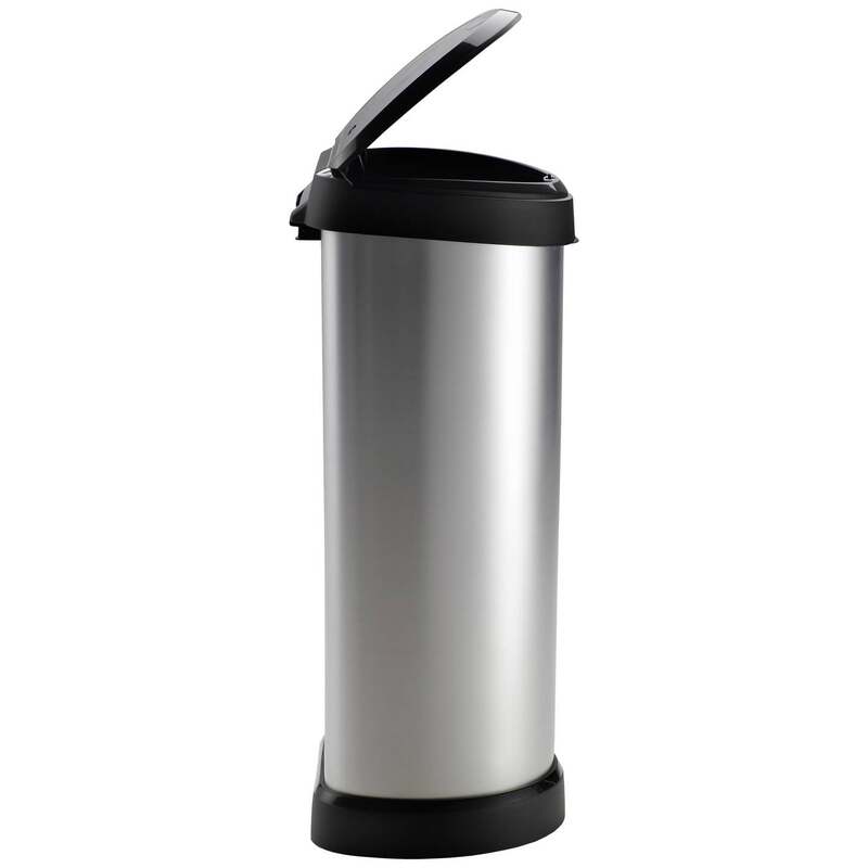 Curver Mülleimer Abfalleimer Deco 40l Handtuchheizkörper silber schwarz - 3253922130387