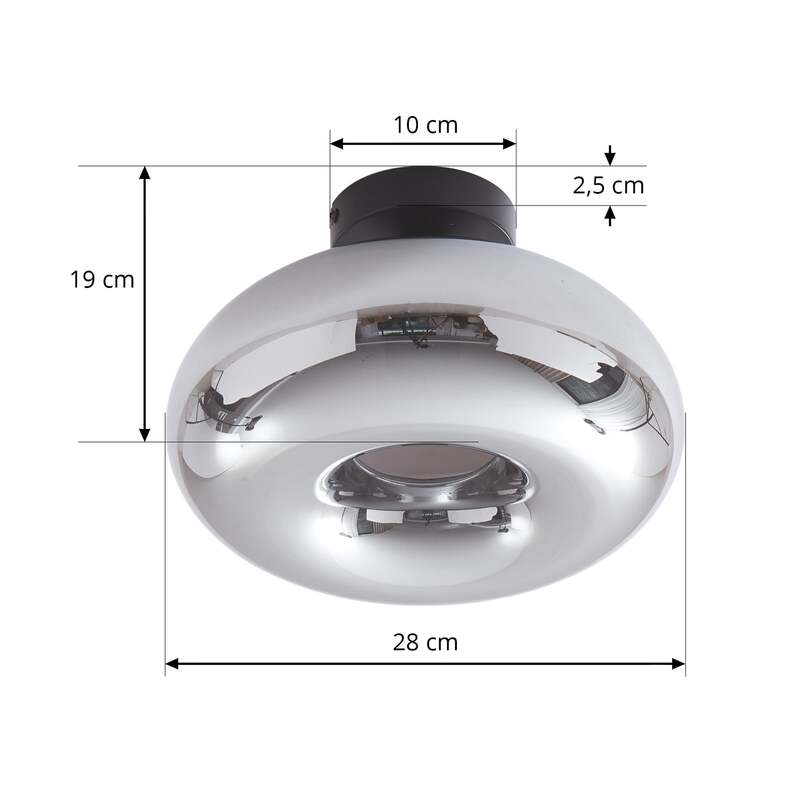 Lindby Deckenleuchte Zehra LED Lampe Leuchte dimmbar schwarz rauchgrau Ø28cm - 4251911772791