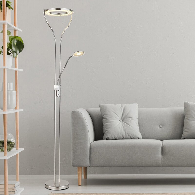 Globo LED-Stehlampe Ebro Stehleuchte Standlampe Höhe 194 cm nickelfarben 2-flg. - 9007371445202