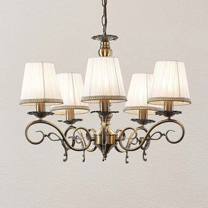 B-Ware Lindby Kronleuchter Finnick 5-flammig LED Hängelampe dimmbar altmessing Ø 60 cm