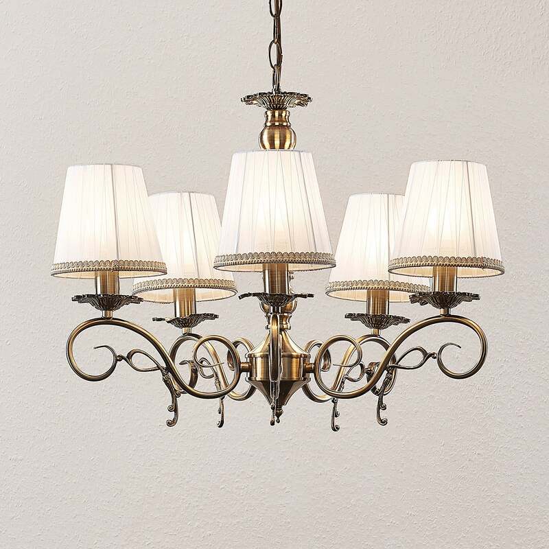 Lindby Kronleuchter Finnick 5-flammig LED Hängelampe dimmbar altmessing Ø 60 cm - 4251096571547