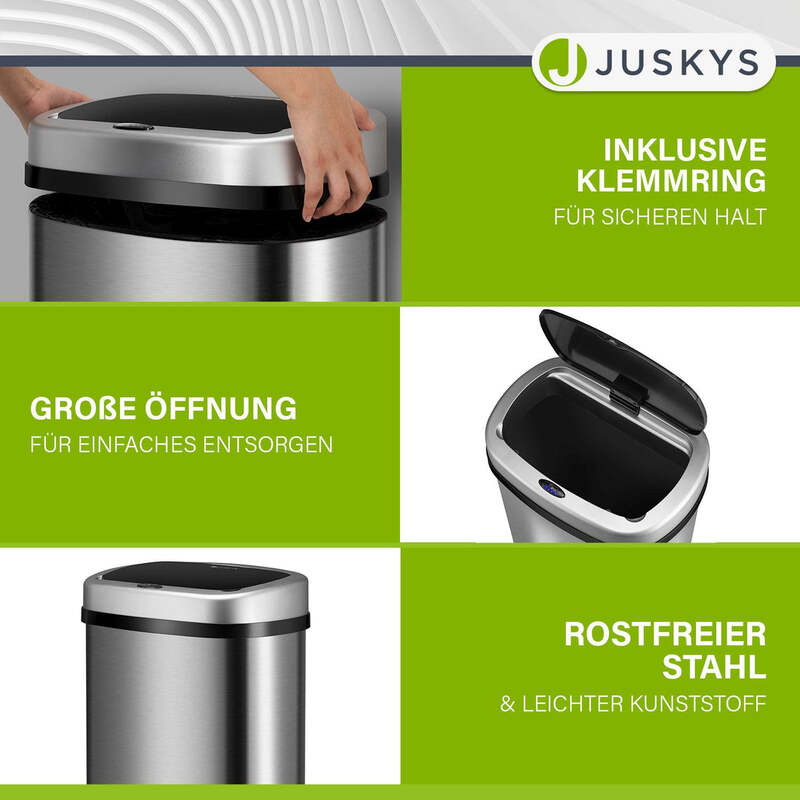 Rechteckiger Mülleimer Abfalleimer Sensor Hygienisch 50 L Automatischer Silber - 4260565529774