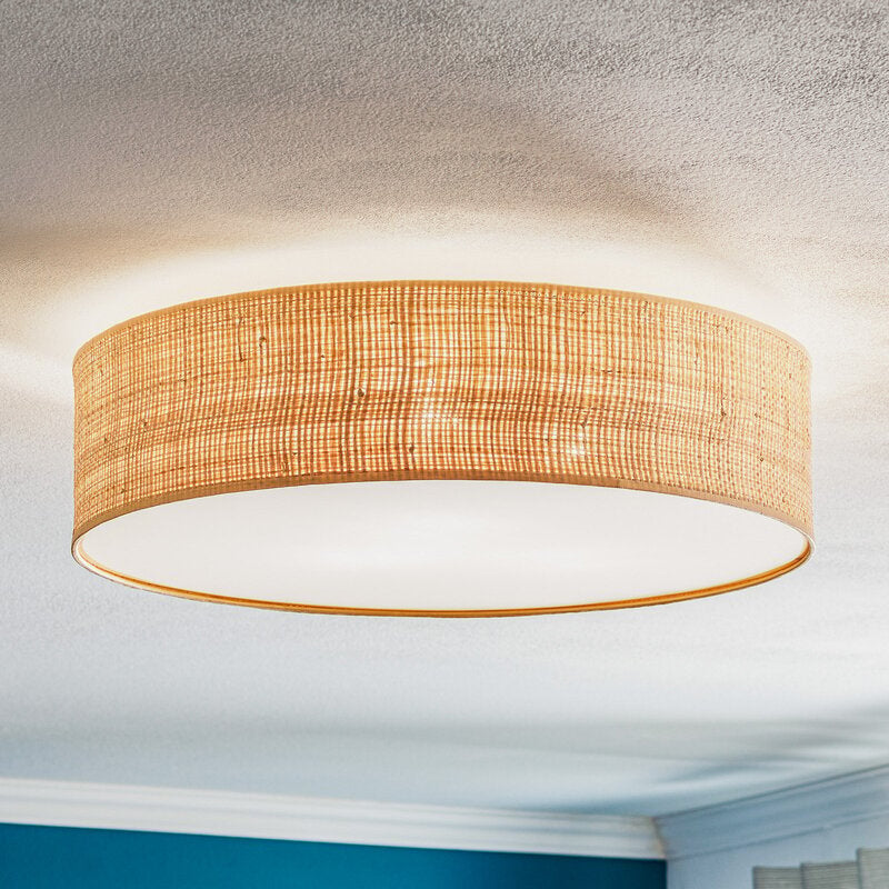 Euluna Deckenleuchte Leano Deckenlampe Deckenlicht Leuchte beige rund aus Rattan - 5902693774884