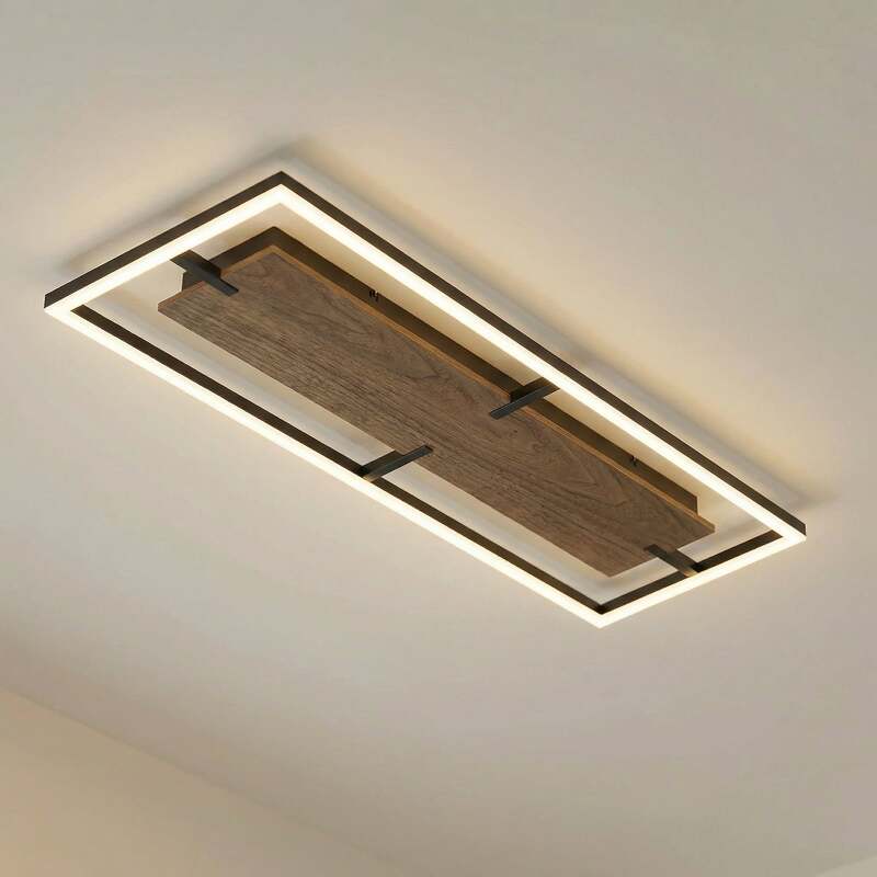 Lucande Deckenleuchte Vectra LED Lampe dimmbar Holz schwarz 100x30cm 3000K - 4255830910999