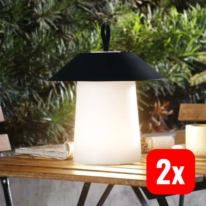 Lindby Akkutischleuchte Kalina LED dimmbar Gartenlampe schwarz/weiß IP44 22,4cm - 4251911773965