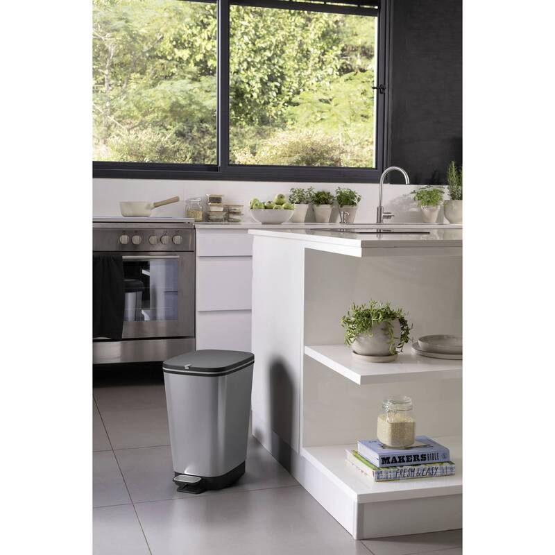 Curver Abfallbehälter Mülleimer Chic Bin Style 25L Silber Kunststoff stabil 79l - 8013183073329