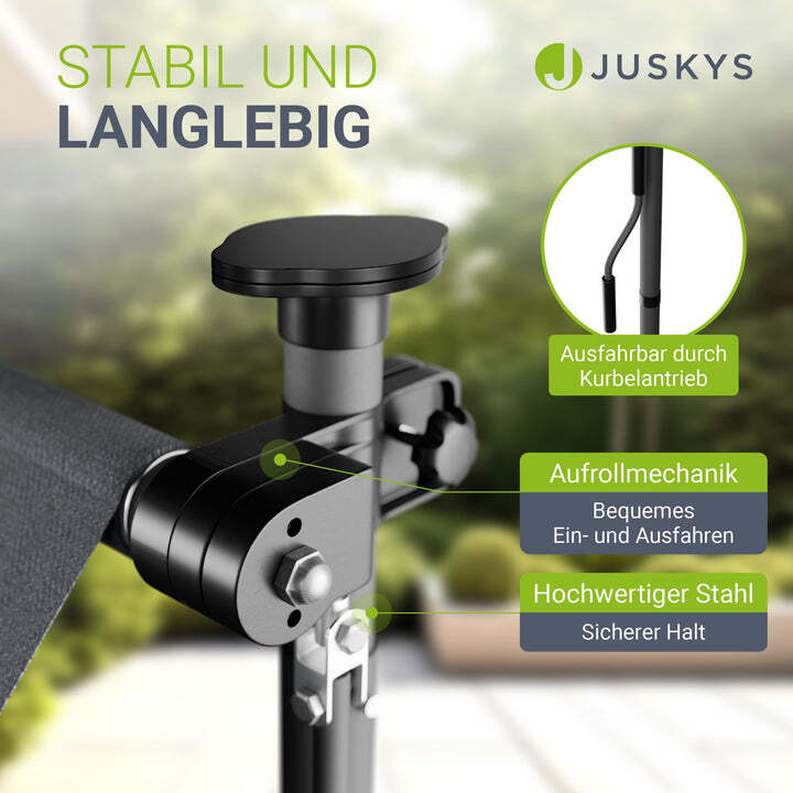 Klemmmarkise Kapstadt Sonnenschutz Handkurbel UV-beständig grau 400x120 cm - 4262437183763