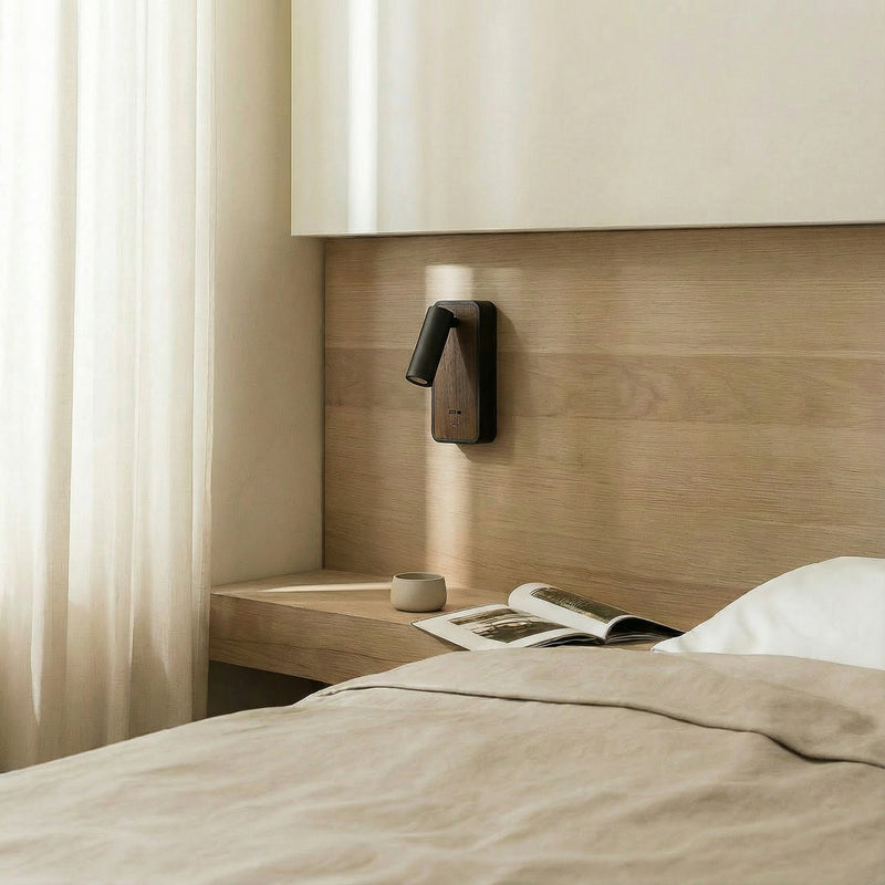Lindby Wandleuchte Tallis LED Lampe schwarz Holz USB-C beweglich warmweiß 3000K - 4255830903519