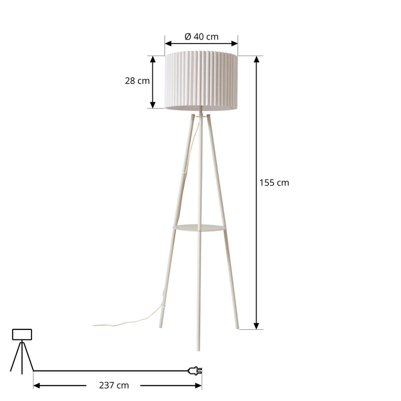 Lindby Stehlampe Libbie LED Leuchte Dreibeinlampe cremefarben 155cm Höhe 40cm - 4255830903687