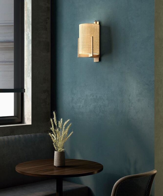 CARPYEN Wandleuchte Wandlampe Greta Eichenholz Naturfaser Textil weiß E27 LED - 8435579825952