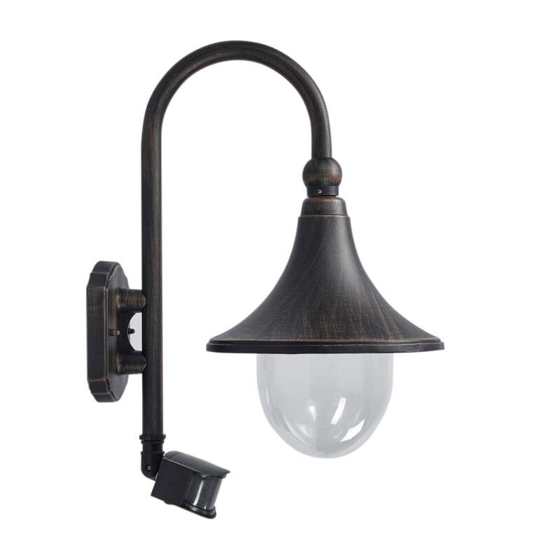 Lindby Außenwandleuchte Daphne LED Wandleuchte mit Sensor E27 schwarz 47cm - 4251096533880