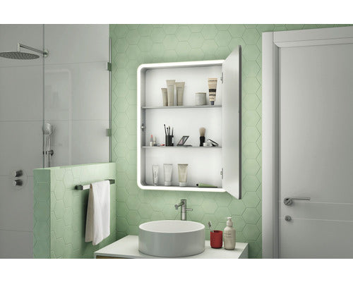 Focco Spiegelschrank Badschrank grau MIA 60x70cm LED mit 2 Einlegeböden IP44 - 8435324906028