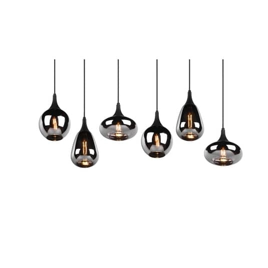 TRIO LIGHTING Hängeleuchte Pendelleuchte Lumina 6-flammig dimmbar schwarz/chrom - 4017807542295