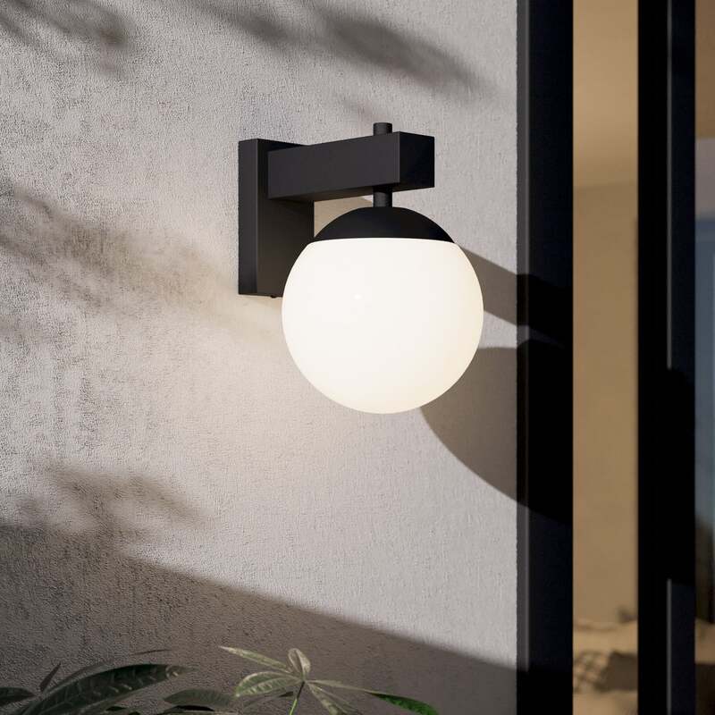 Eglo Außenwandleuchte Bufalata LED Wandlampe dimmbar schwarz/opalweiß 20x29cm - 9008606261758