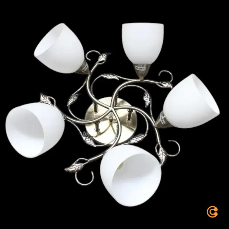 Deckenleuchte Lampe Licht Lindby Thaddeus Wohnraum Nickel Weiß 5-flammig - 4251096570021