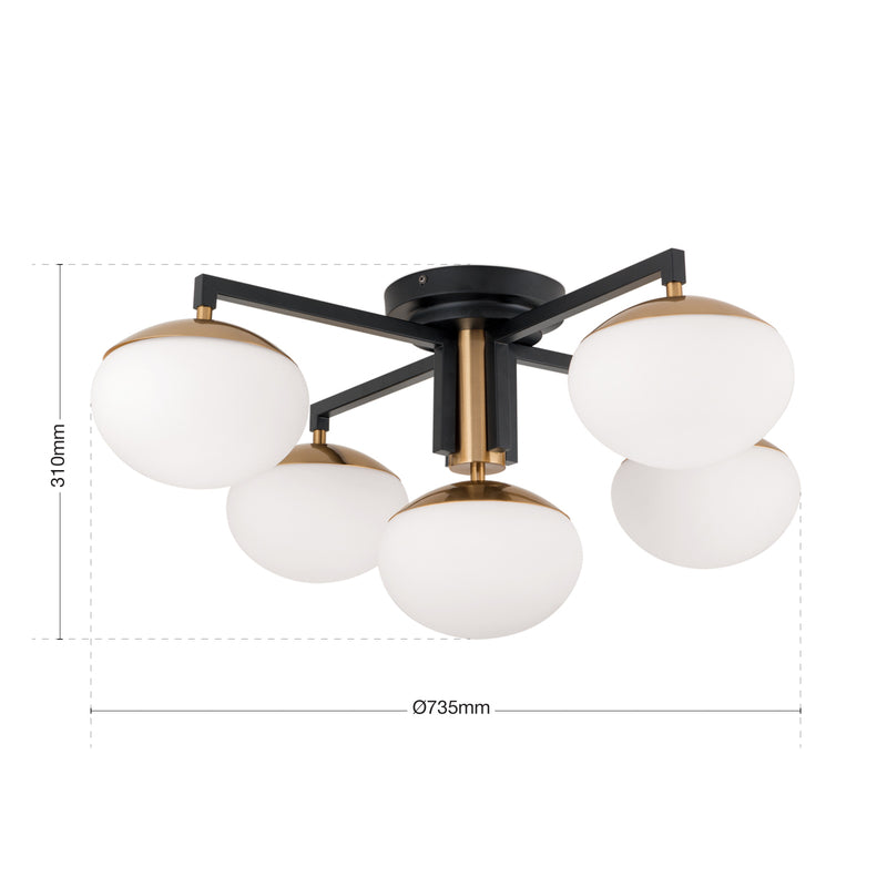 Deckenleuchte Josephine 5-flammig LED Lampe dimmbar schwarz weiß Ø73,5cm - 9003090275298