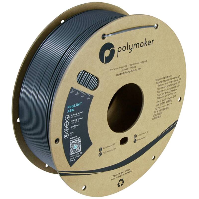 Polymaker Filament ASA Dunkelgrau UV-beständig 1.75mm 1000g PolyLite Drucker - 6938936708711