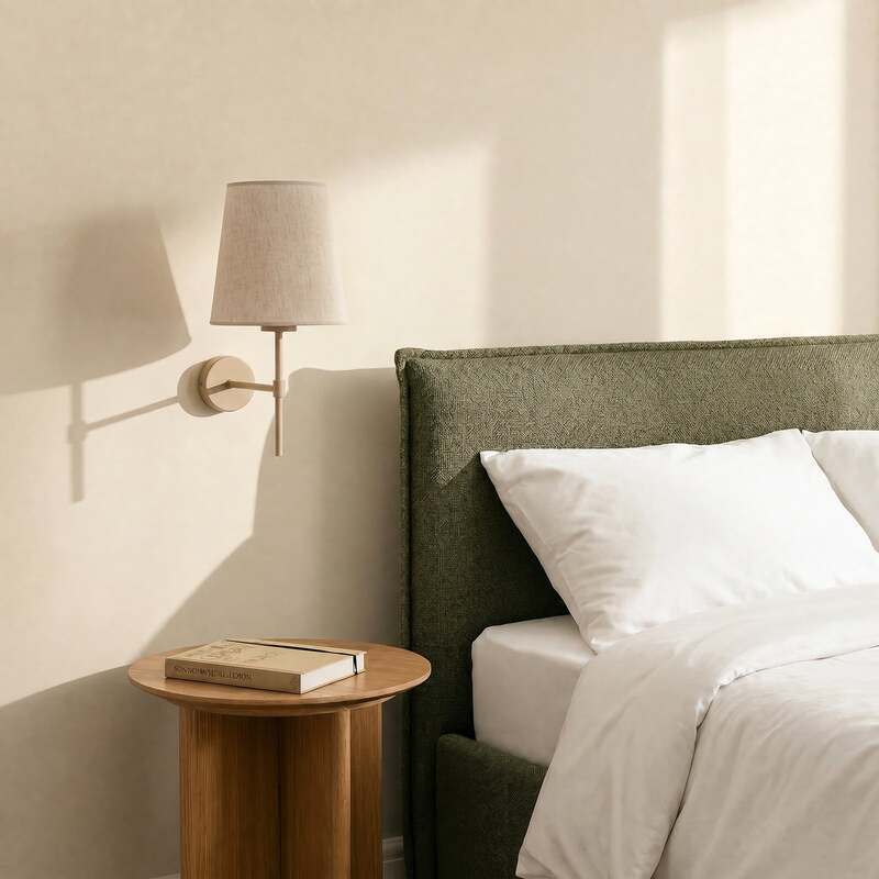 TK-Lighting Wandlampe Elizabeth dimmbar E27 beige sand Leinen 39cm 1-flammig - 5906135111664