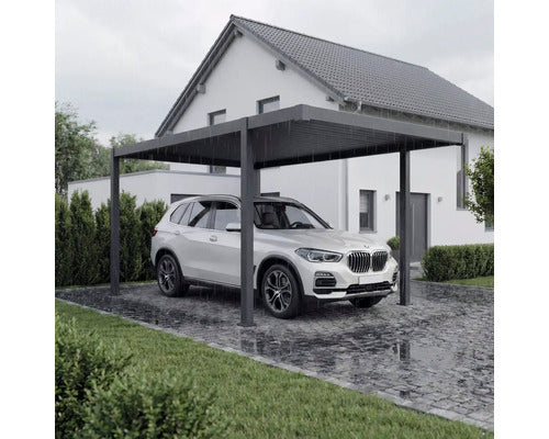 Konsta Einzelcarport Aluminium Flachdach anthrazit 300x500cm mit Stahlpfosten - 4306516776993