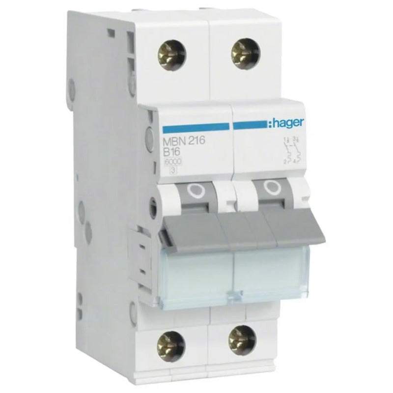 Hager Leitungsschutzschalter 2polig MBN216 16A 400V LS-Schalter Sicherungsschutz - 3250614310256