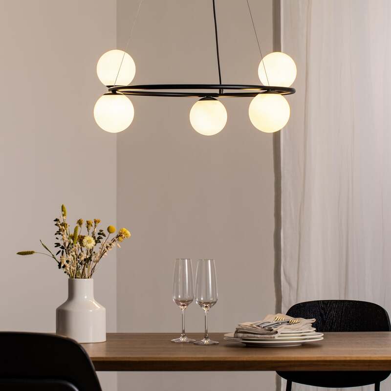 Hängeleuchte Gama Pendelleuchte schwarz Leuchte Lampe Glas G9 LED 5-flammig 68cm - 5907554417719
