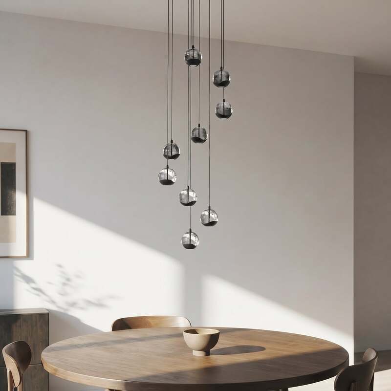 Lucande LED-Hängelampe Hayley schwarz 9-flg Glas 5900 Lumen 3000 K 46 W - 4251911798807