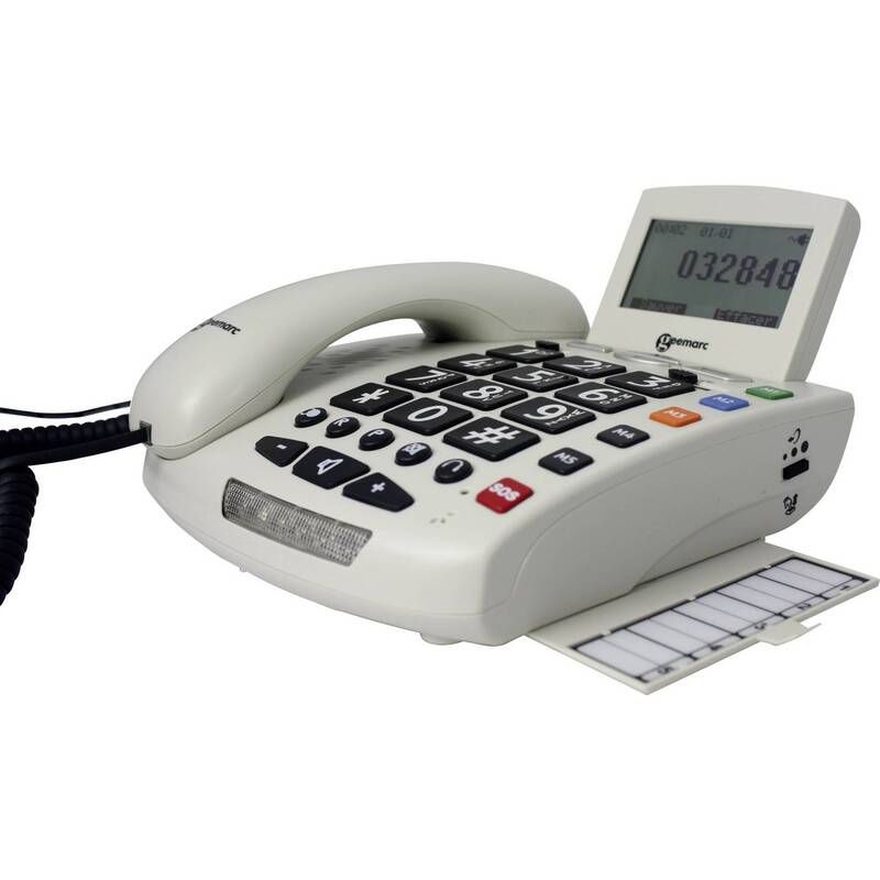 Geemarc Seniorentelefon Schnurgebunden inkl. Notrufsender Beleuchtetes Display - 3521350007947