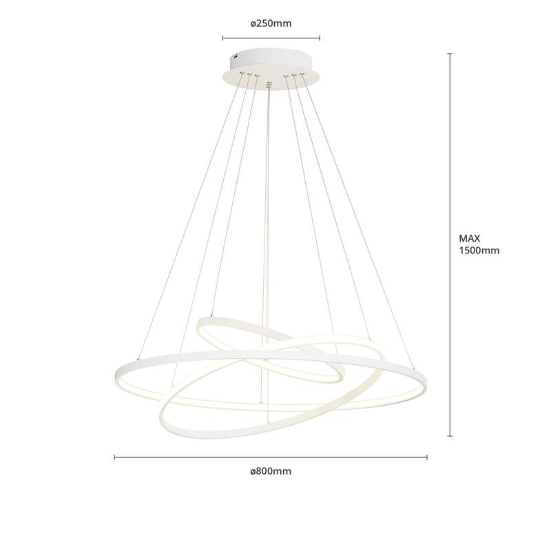 Lucande Pendelleuchte Hängeleuchte Ezana LED dimmbar warmweiß Metall Ø80cm - 4251096556841