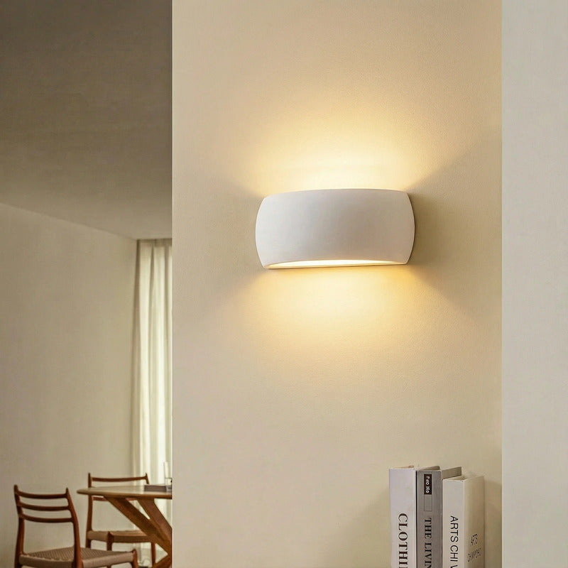 Wandleuchte Curve LED dimmbar Wandlampe Keramik weiß 32x13cm elegant modern - 5903282711105