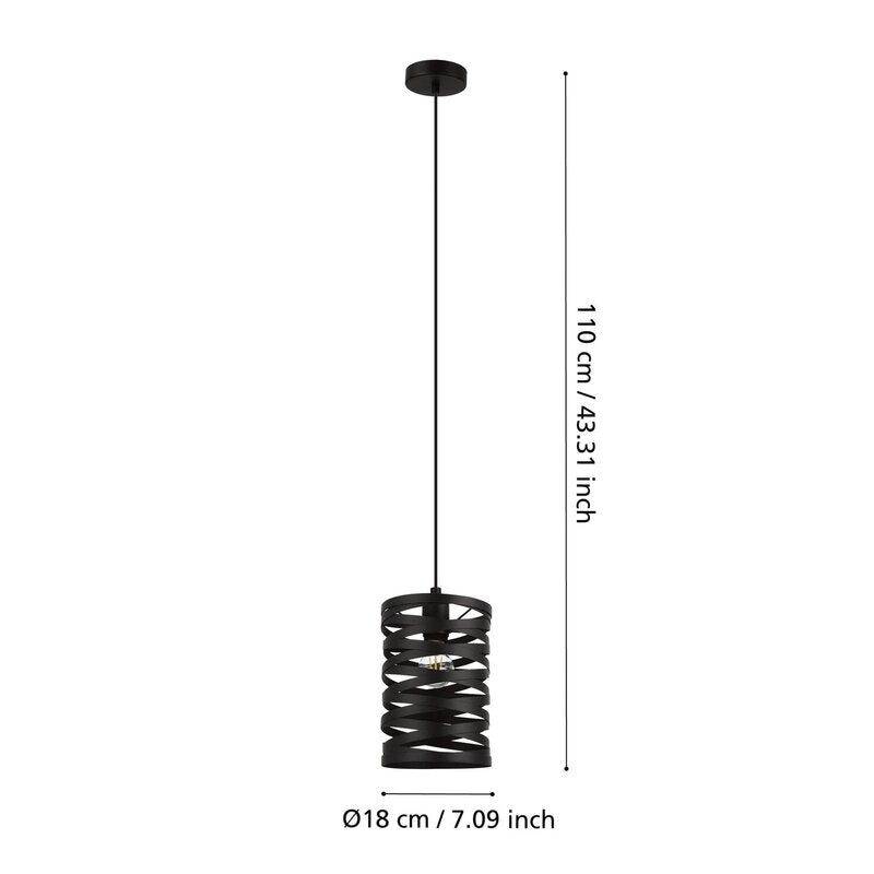 EGLO Hängeleuchte Pendelleuchte schwarz Stahl Cremella Lampe Ø 18 cm E27 LED - 9002759993467