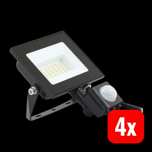 4x B-Ware Prios Außenstrahler LED 20W Maikel mit Bewegungsmelder 1620lm schwarz IP44 3000K