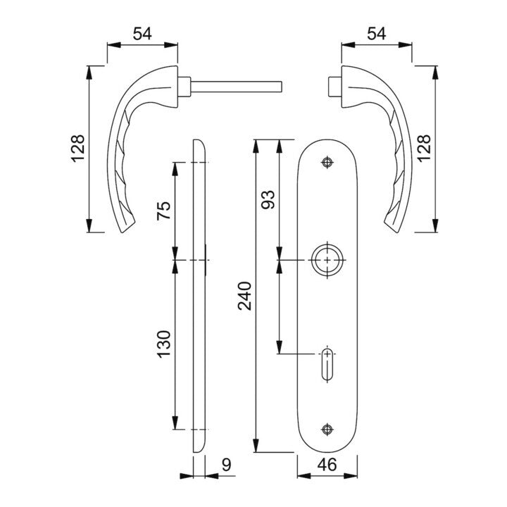Hoppe Langschildgarnitur Tôkyô Türbeschlag DIN Innentür Aluminium Silber 5 STÜCK - 4012789204445