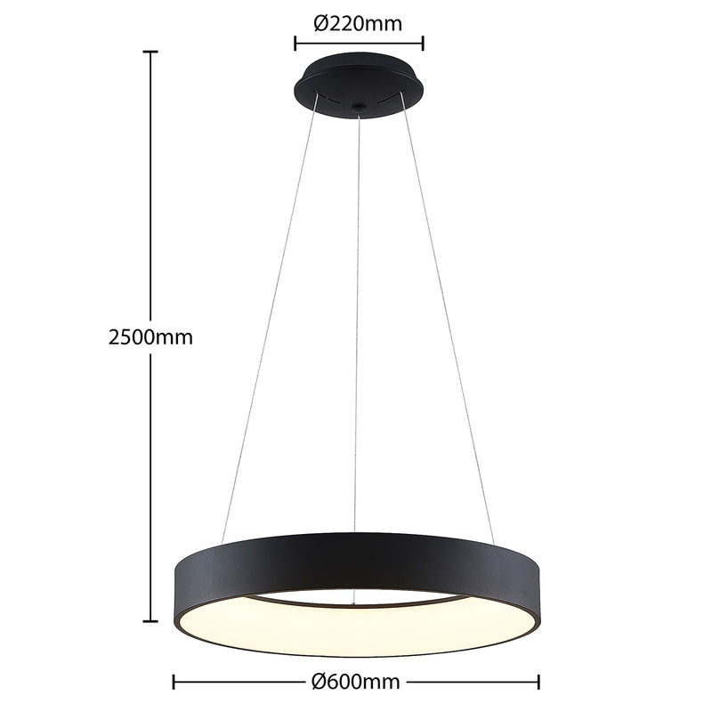 Arcchio Pendelleuchte Hängelampe LED Lampe Aleksi schwarz Eisen Kunststoff 60 cm - 4251911701975