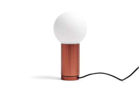 HAY Tischlampe Leuchte Turn on LED Dimmer Fuß Orange Aluminium Opalglas - 5710441037804