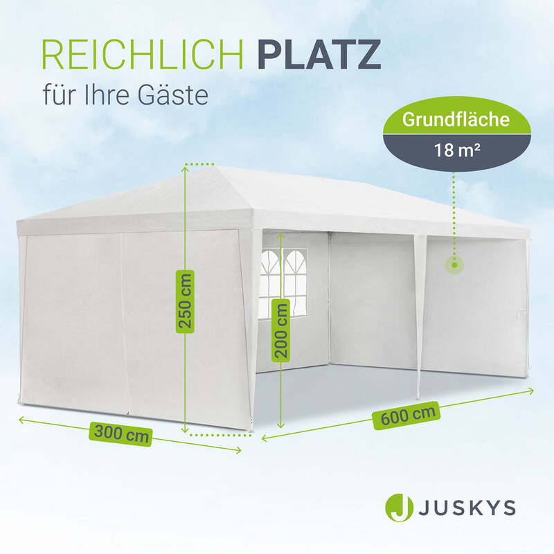 Party-Pavillon 3x6m Gartenzelt Festzelt mit Seitenteilen und Zubehör weiß 3x6 m - 4260304767696
