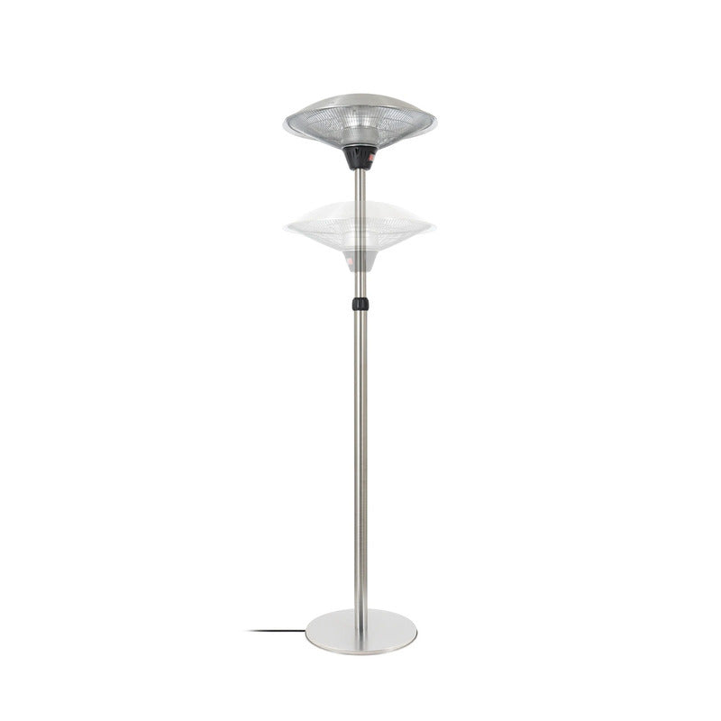 Lucande Stand-Heizstrahler Heizgerät silber 200cm IP44 mit Schukostecker 500W - 4255830918728