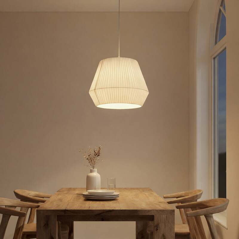 Lindby Hängeleuchte Vitore 40 cm Textil weiß dimmbar E27 15 W LED - 4251911792539