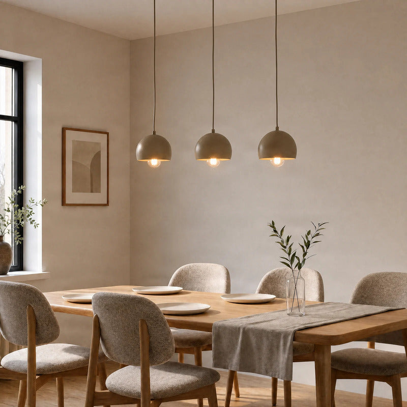 Hängelampe Sool LED Pendelleuchte dimmbar beige matt 3-flammig Metall E27 65cm - 5907565912159