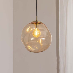 B-Ware Glas Hängeleuchte Sol LED Pendelleuchte dimmbar schwarz bernstein Ø35cm 185cm