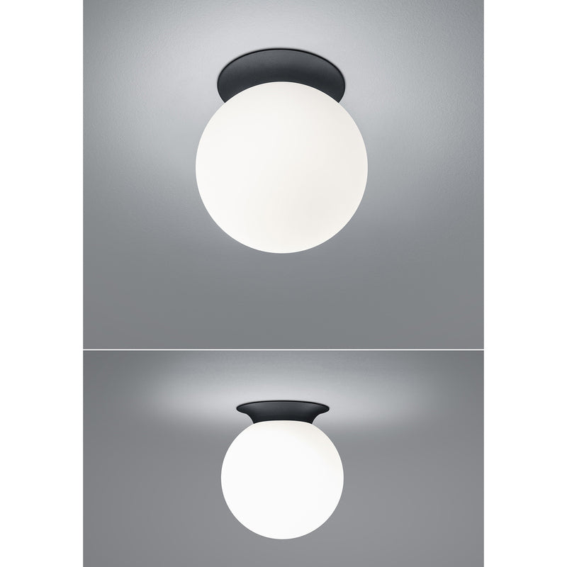 HELL Deckenleuchte Lampe Blob Kugelschirm Opalglas schwarz Ø 20 cm E27 - 4045542230375