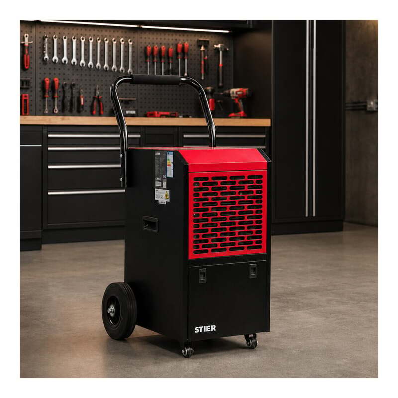STIER Tragbarer Luftentfeuchter 50L/Tag Smart Control für 50-200m² weiß 800W - 4251709646525