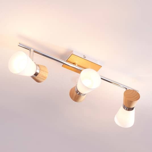 Lindby Vivica 3-flammige Deckenlampe mit Holzelementen Deckenleuchte Deckenlicht - 4251096523522